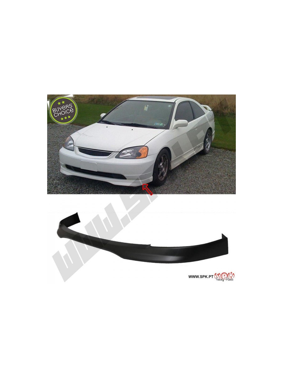 Lip Spoiler Frontal Look Type-R - Honda Civic ES / EM (2001-2003)