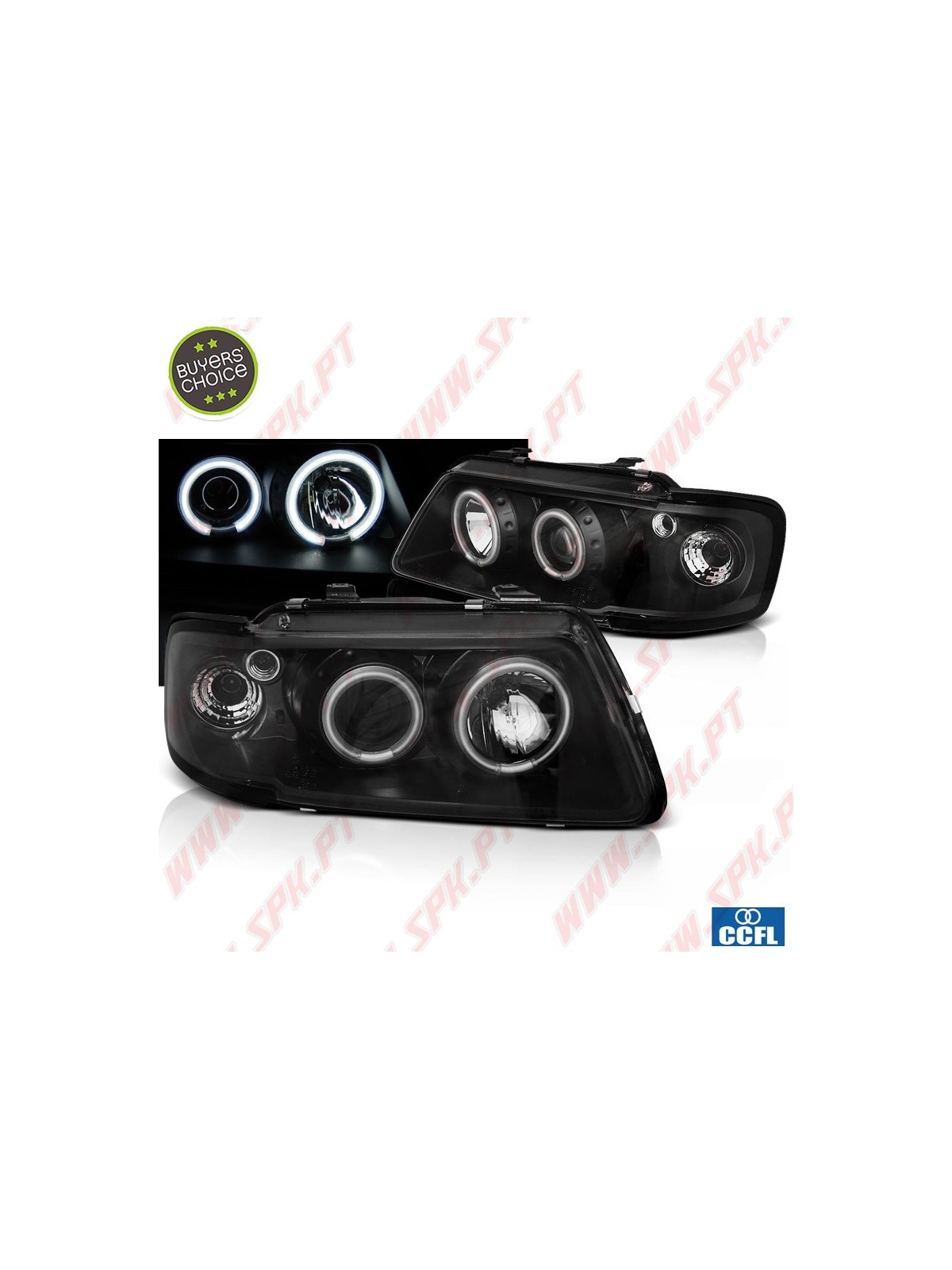Faróis Angel Eyes CCFL Black - Audi A3 8L (1996-2000) Faróis Angel Eyes CCFL Black - Audi A3 8L (1996-2000)
