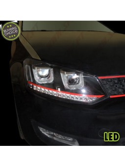 Faróis LED U-Type Red / Black - VW Polo 6R / 6C (2009-2017)