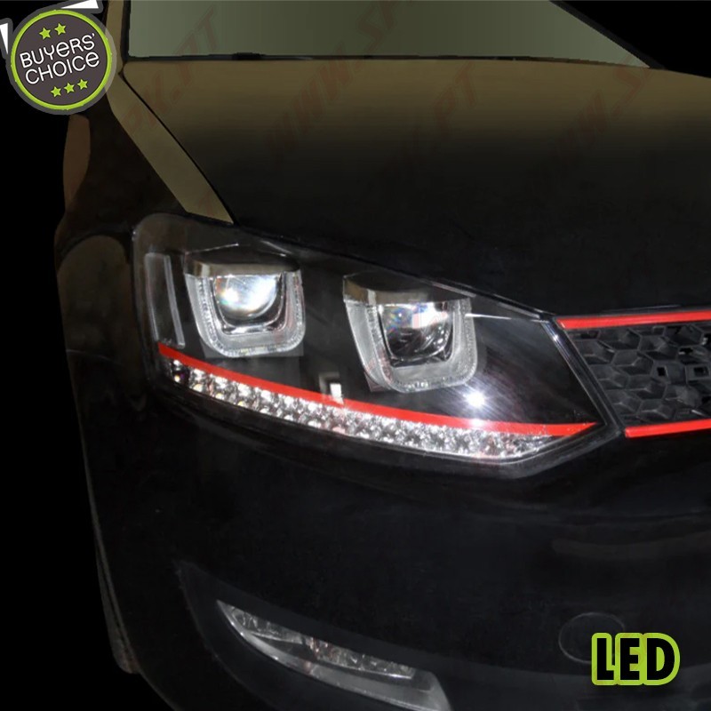 Faróis LED U-Type Red / Black - VW Polo 6R / 6C (2009-2017)