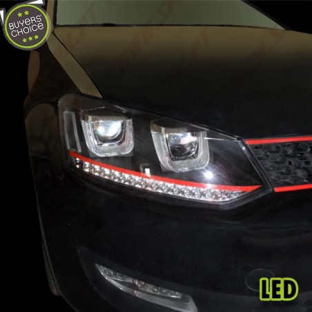 Faróis LED U-Type Red / Black - VW Polo 6R / 6C (2009-2017)
