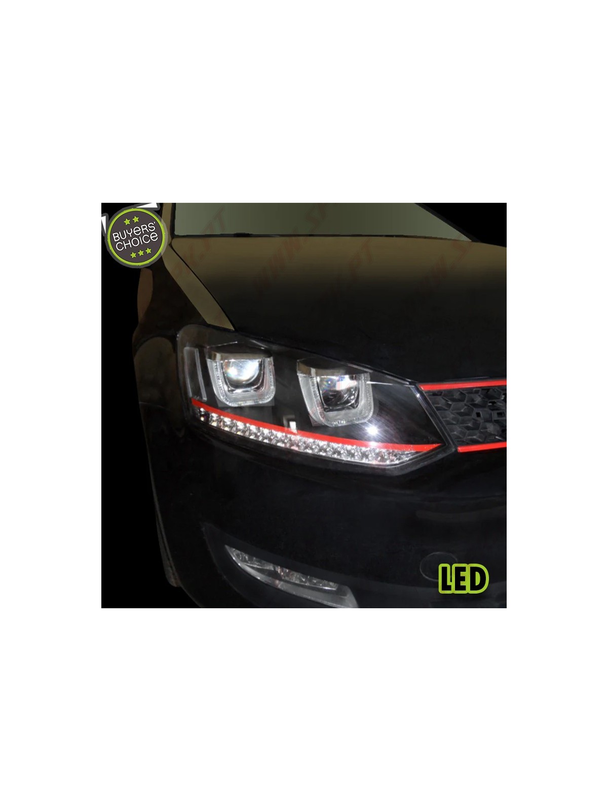 Faróis LED U-Type Red / Black - VW Polo 6R / 6C (2009-2017)