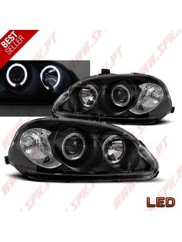 Faróis Angel Eyes Black - Honda Civic 6 (1996-1998)