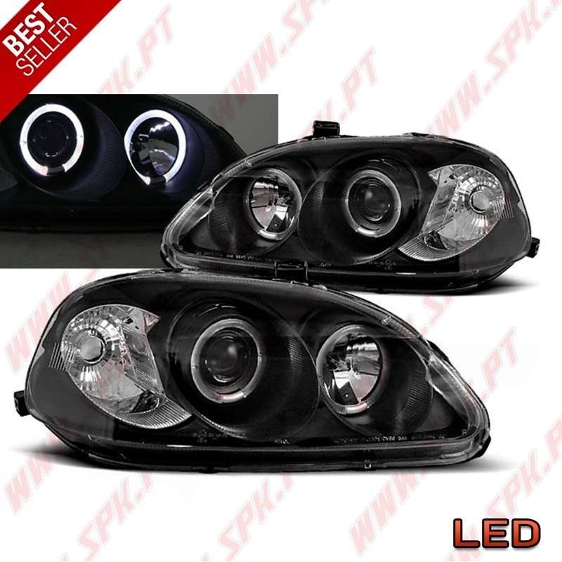 Faróis Angel Eyes Black - Honda Civic 6 (1996-1998) Faróis Angel Eyes Black - Honda Civic 6 (1996-1998)