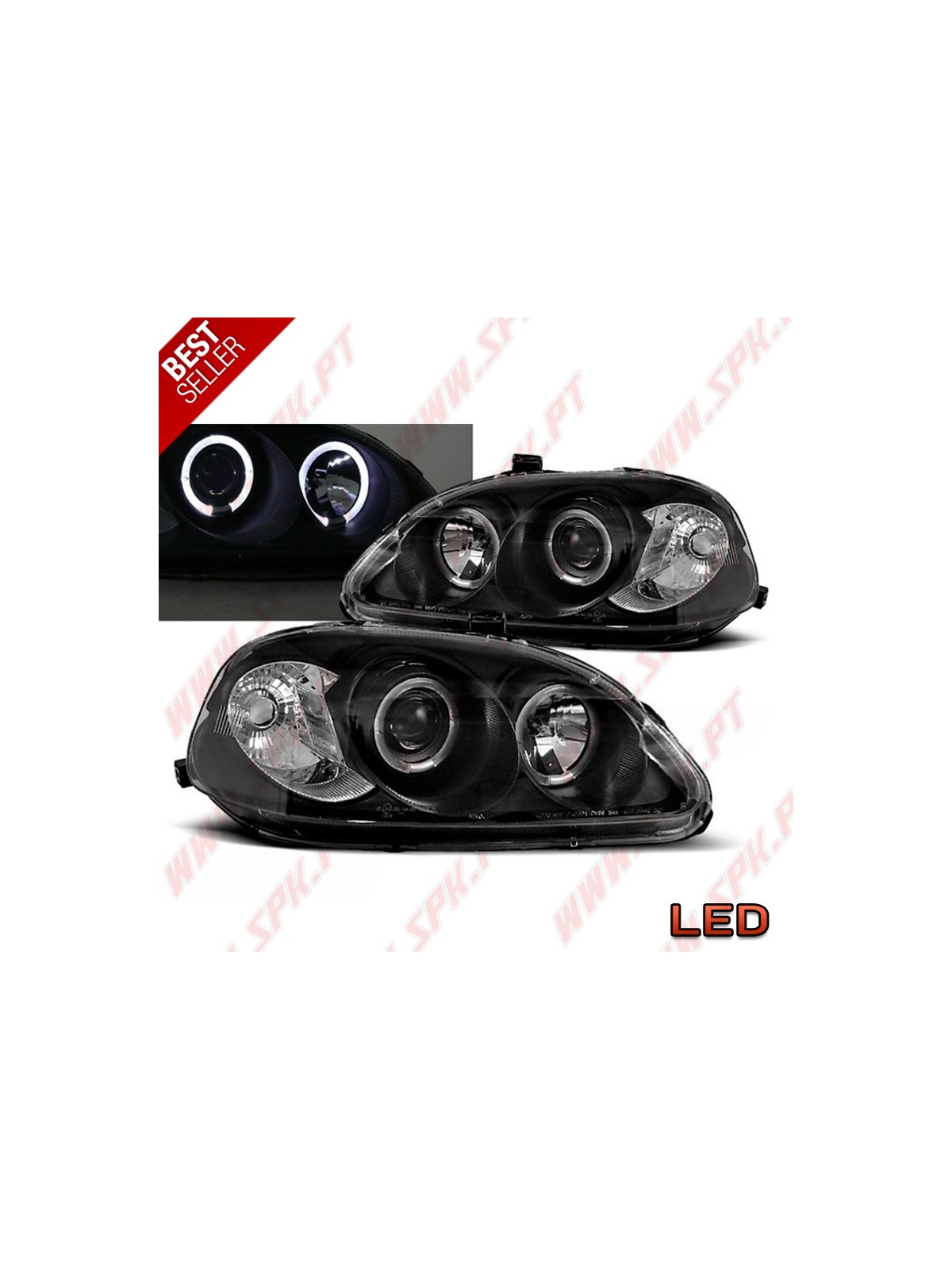 Faróis Angel Eyes Black - Honda Civic 6 (1996-1998) Faróis Angel Eyes Black - Honda Civic 6 (1996-1998)