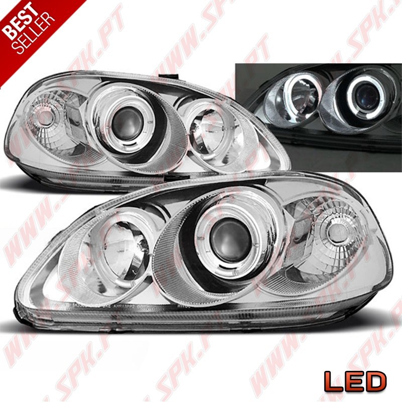 Faróis Angel Eyes Chrome - Honda Civic 6 (1996-1998) Faróis Angel Eyes Chrome - Honda Civic 6 (1996-1998)