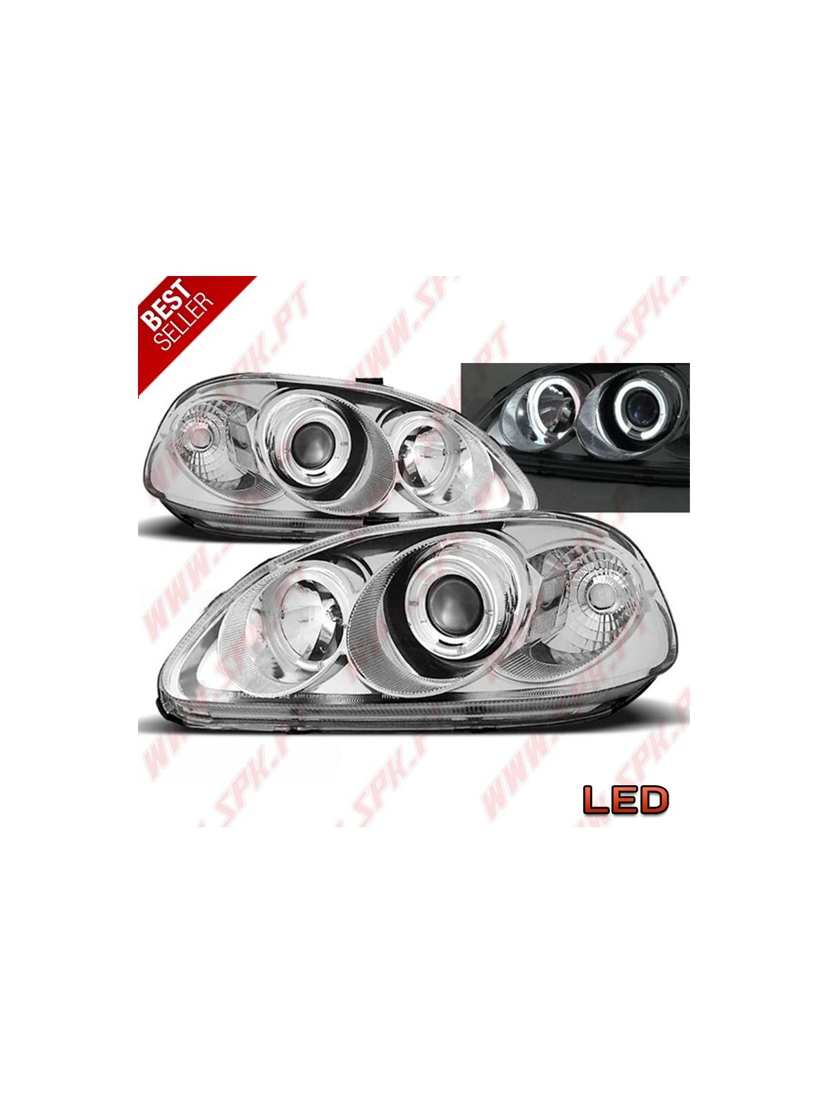Faróis Angel Eyes Chrome - Honda Civic 6 (1996-1998) Faróis Angel Eyes Chrome - Honda Civic 6 (1996-1998)