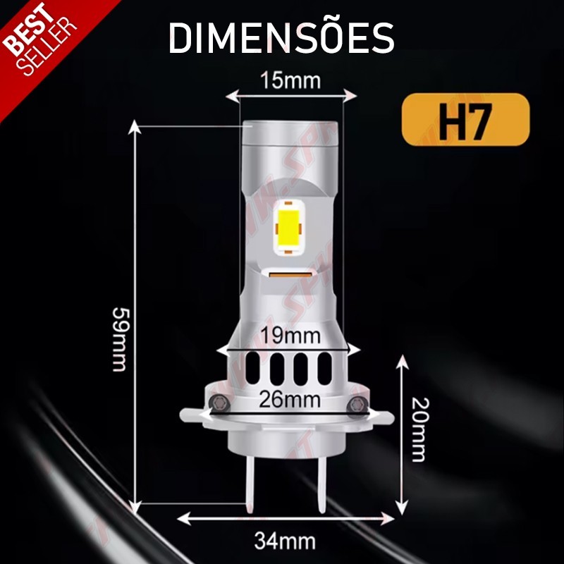 Kit 2 Lâmpadas LED H7 CANBUS - 6000K Kit 2 Lâmpadas LED H7 CANBUS - 6000K