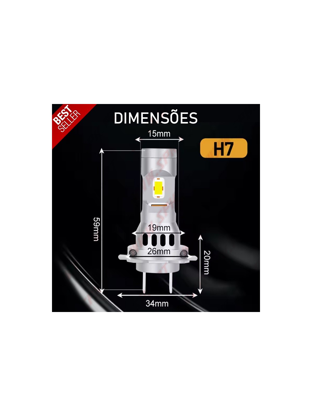 Kit 2 Lâmpadas LED H7 CANBUS - 6000K Kit 2 Lâmpadas LED H7 CANBUS - 6000K