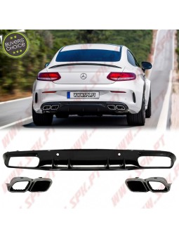 Difusor Traseiro + Ponteiras Look C63S AMG - Mercedes C205 / A205 (2014-2019)
