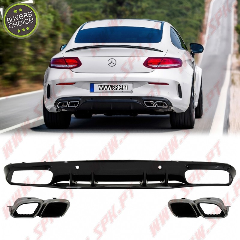 Difusor Traseiro + Ponteiras Look C63S AMG - Mercedes C205 / A205 (2014-2019)
