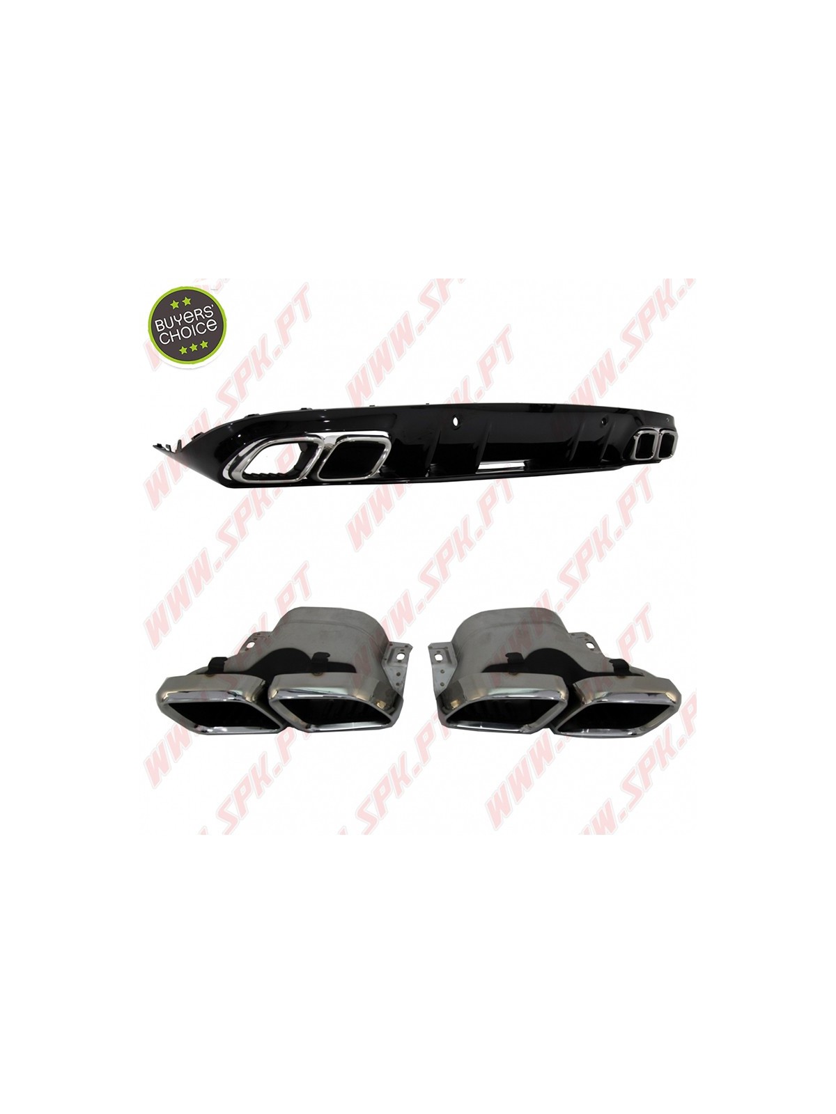 Difusor Traseiro + Ponteiras Look C63S AMG - Mercedes C205 / A205 (2014-2019)