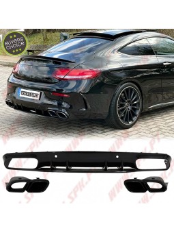 Difusor Traseiro + Ponteiras Black Look C63S AMG - Mercedes C205 / A205 (2014-2019)