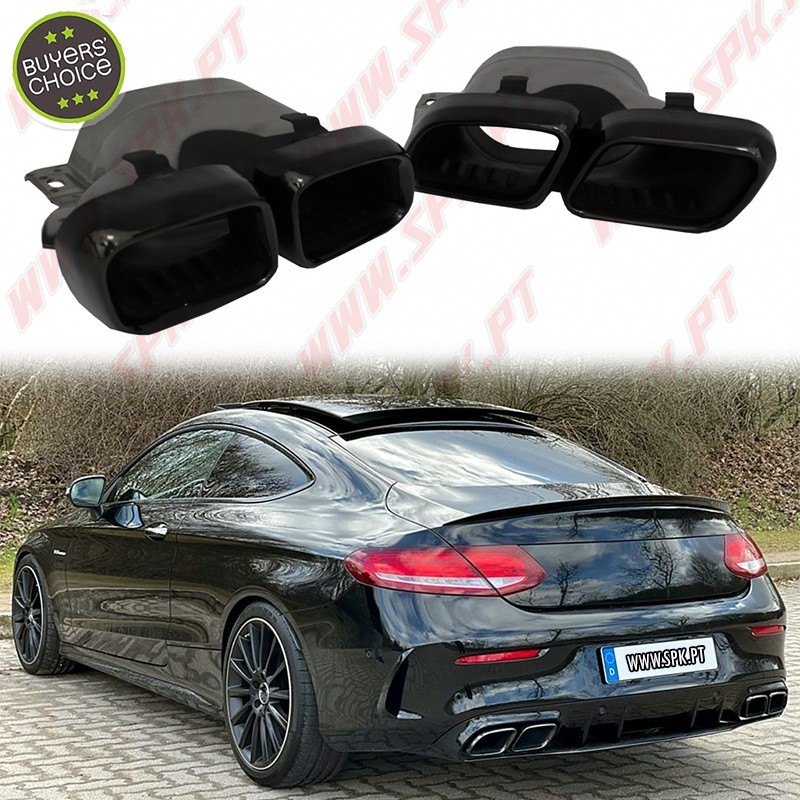 Difusor Traseiro + Ponteiras Black Look C63S AMG - Mercedes C205 / A205 (2014-2019)