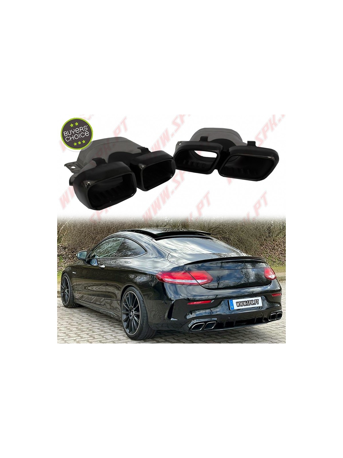 Difusor Traseiro + Ponteiras Black Look C63S AMG - Mercedes C205 / A205 (2014-2019)