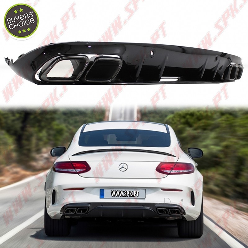 Difusor Traseiro + Ponteiras Black Look C63S AMG - Mercedes C205 / A205 (2014-2019)