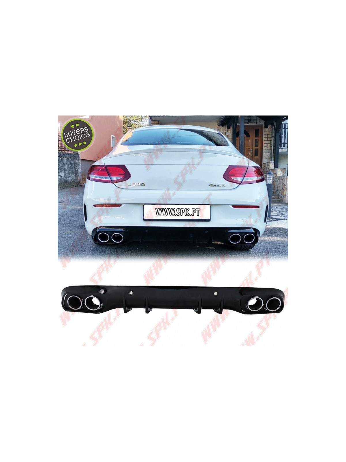 Difusor Traseiro + Ponteiras Look C43 AMG - Mercedes C205 / A205 (2014-2019)