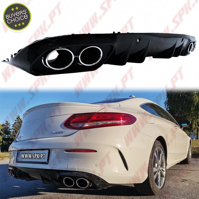 Difusor Traseiro + Ponteiras Look C43 AMG - Mercedes C205 / A205 (2014-2019)