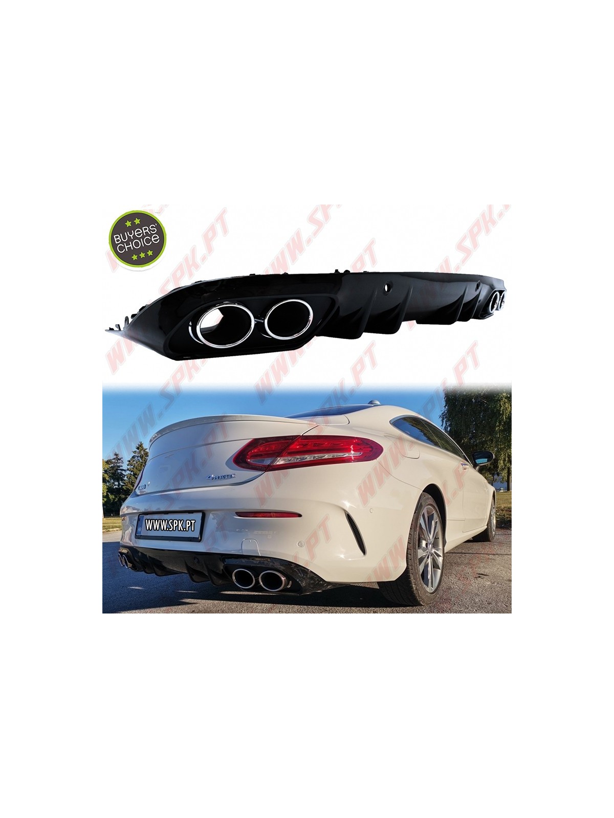 Difusor Traseiro + Ponteiras Look C43 AMG - Mercedes C205 / A205 (2014-2019)