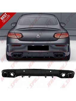 Difusor Traseiro + Ponteiras Look Black C43 AMG - Mercedes C205 / A205 (2014-2019)