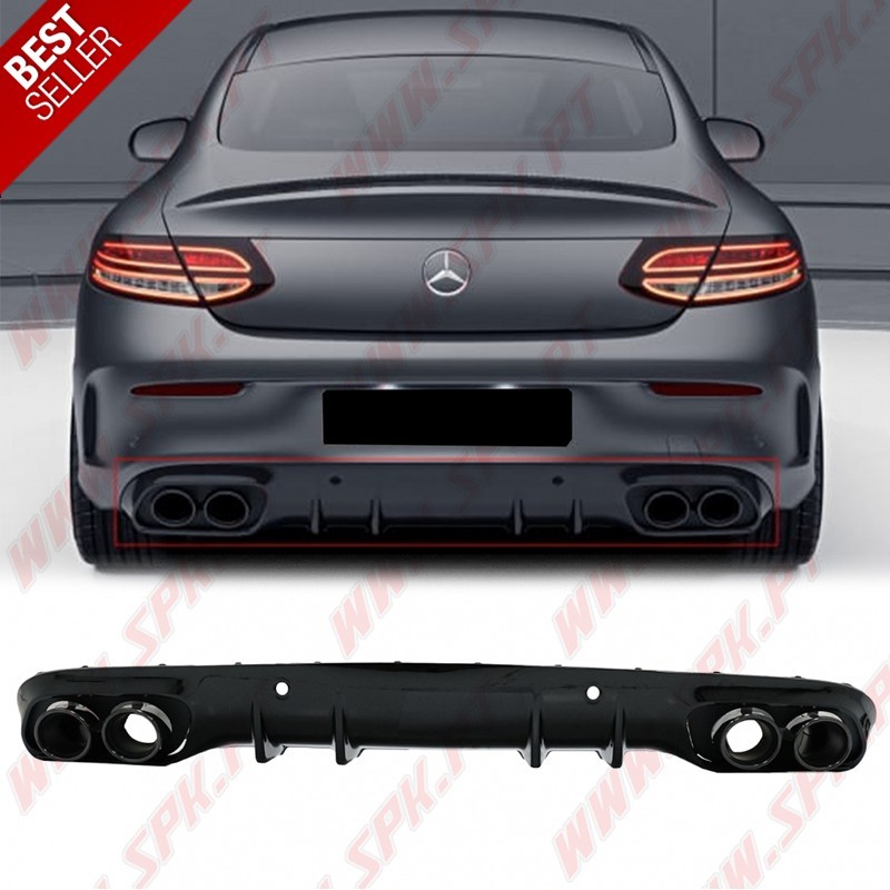 Difusor Traseiro + Ponteiras Look Black C43 AMG - Mercedes C205 / A205 (2014-2019)
