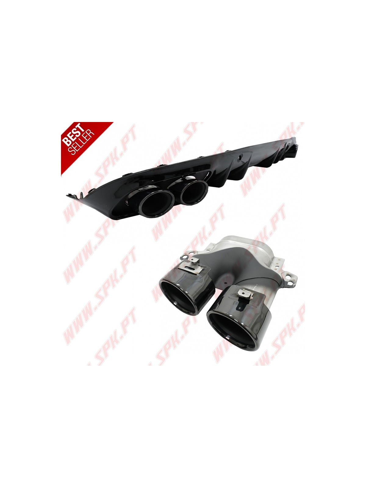 Difusor Traseiro + Ponteiras Look Black C43 AMG - Mercedes C205 / A205 (2014-2019)