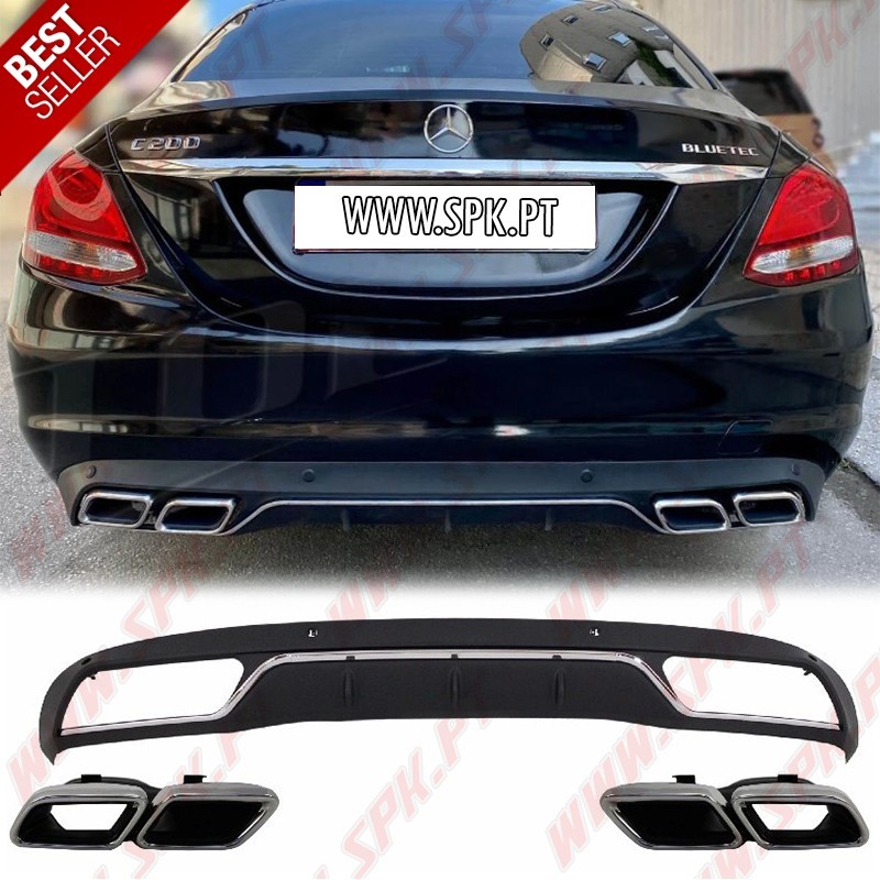 Difusor Traseiro + Ponteiras Look C63 AMG - Mercedes W205 / S205 "Standard" (2014-2018)