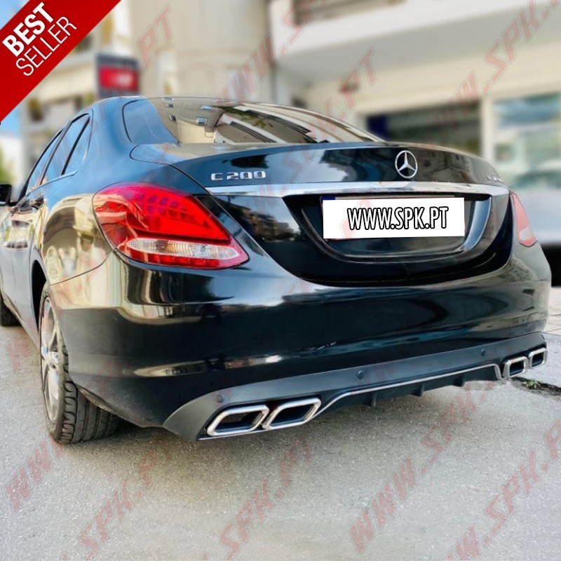 Difusor Traseiro + Ponteiras Look C63 AMG - Mercedes W205 / S205 "Standard" (2014-2018)