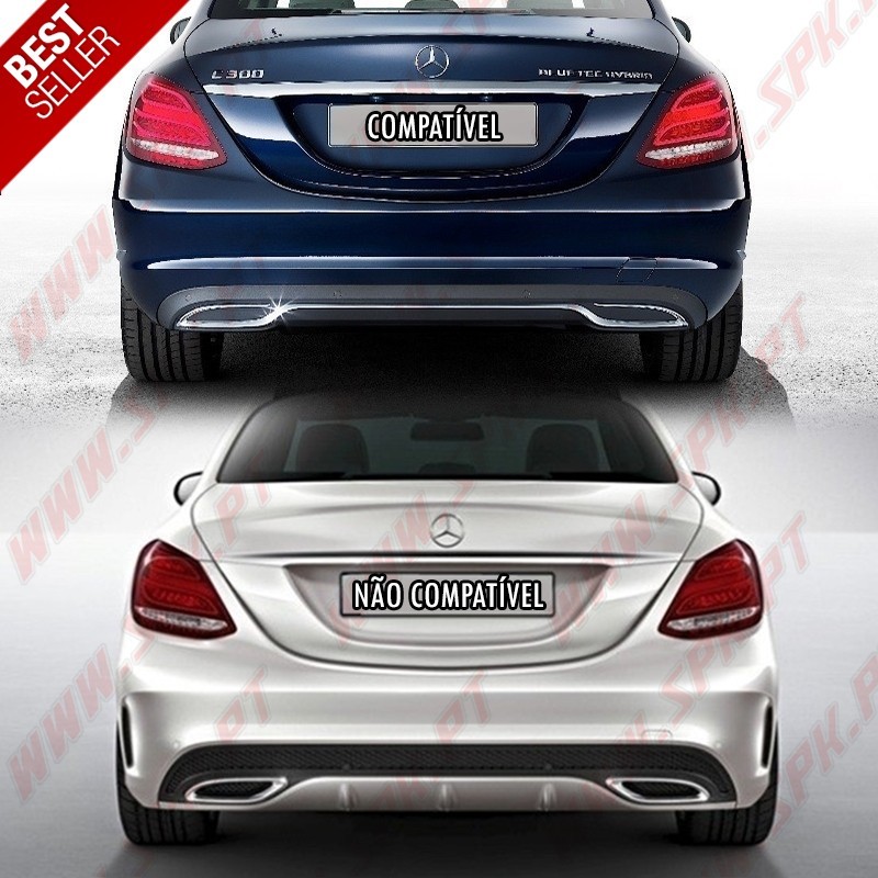 Difusor Traseiro + Ponteiras Look C63 AMG - Mercedes W205 / S205 "Standard" (2014-2018)