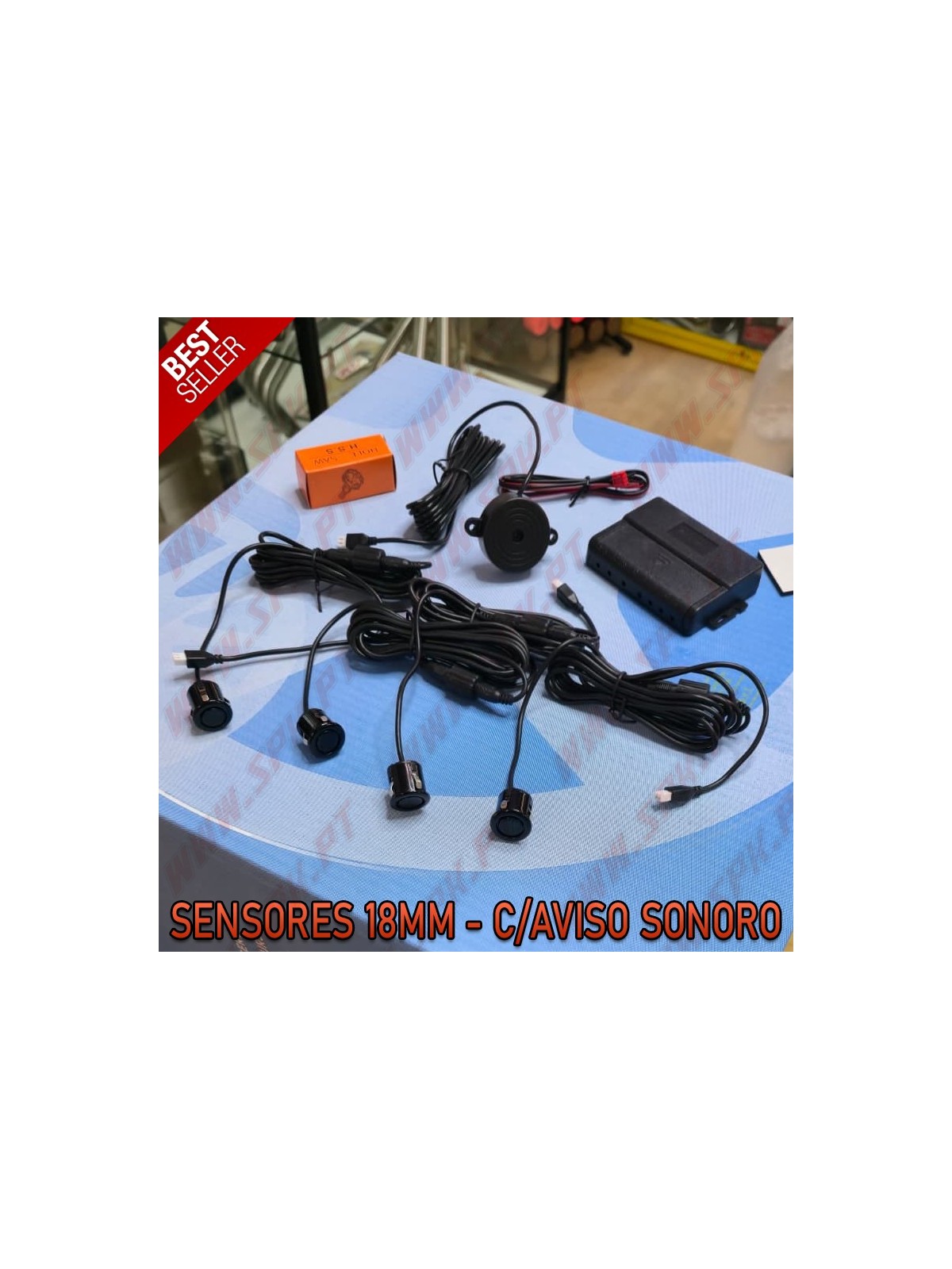 Kit 4 Sensores de Parqueamento Traseiros 18mm - C/Aviso Sonoro