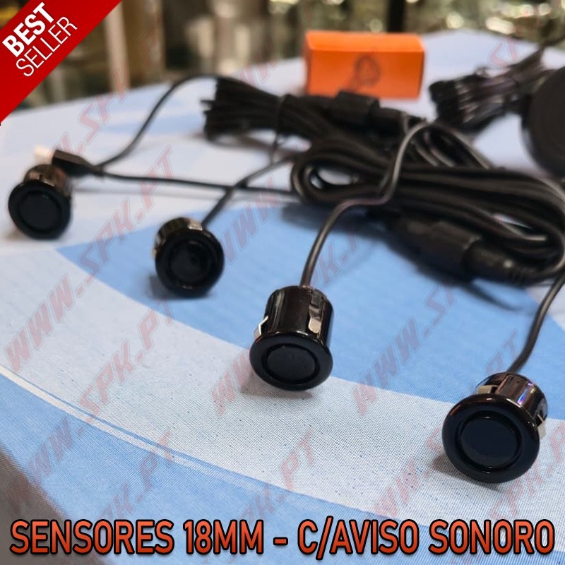 Kit 4 Sensores de Parqueamento Traseiros 18mm - C/Aviso Sonoro