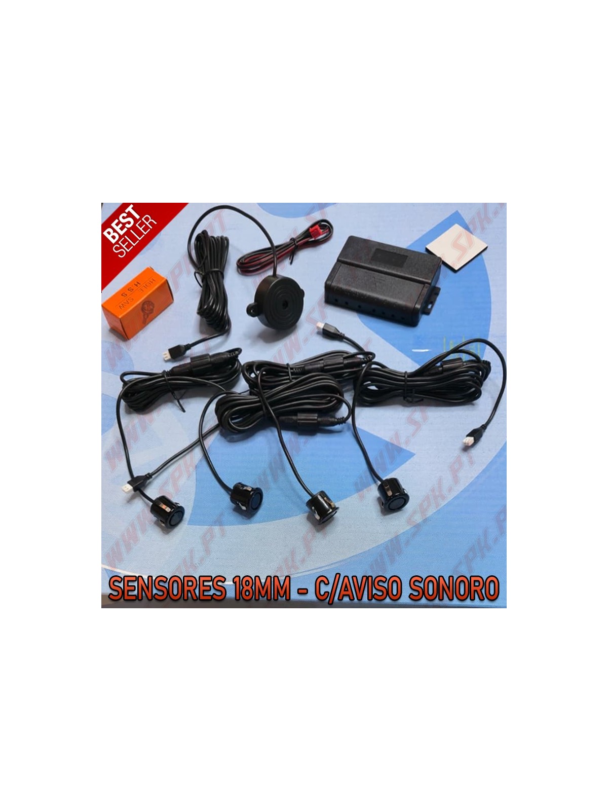 Kit 4 Sensores de Parqueamento Traseiros 18mm - C/Aviso Sonoro