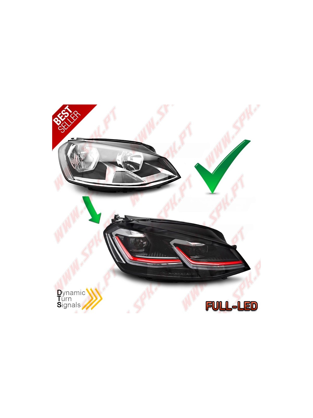 Faróis FULL-LED Dynamic / Red - VW Golf 7 (2012-2017)