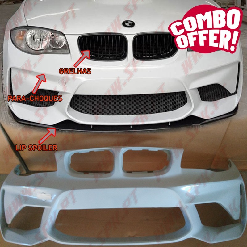 Pack Para-Choques Frontal Look M2 + Lip Spoiler + Grelhas - BMW E81 / E82 / E87 / E88 (2004-2013)