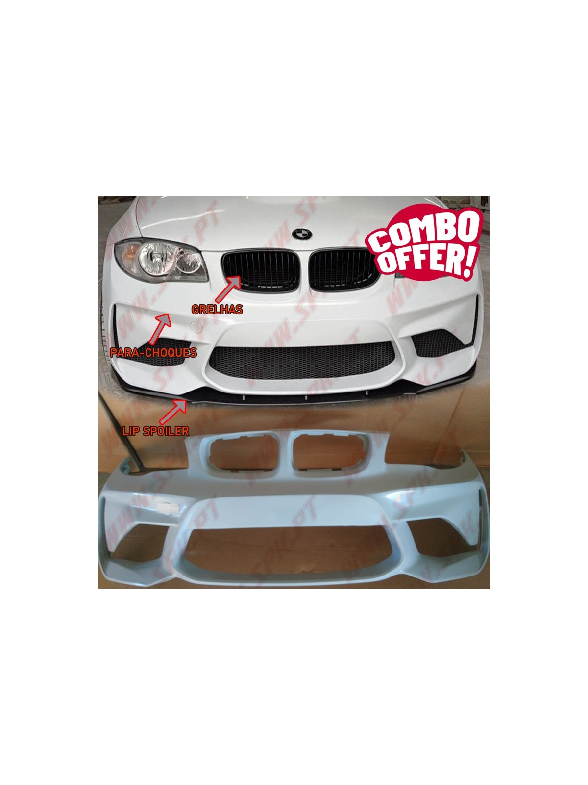 Pack Para-Choques Frontal Look M2 + Lip Spoiler + Grelhas - BMW E81 / E82 / E87 / E88 (2004-2013)
