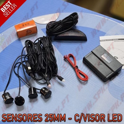 Kit 4 Sensores de Parqueamento Traseiros 25mm - C/Visor LED