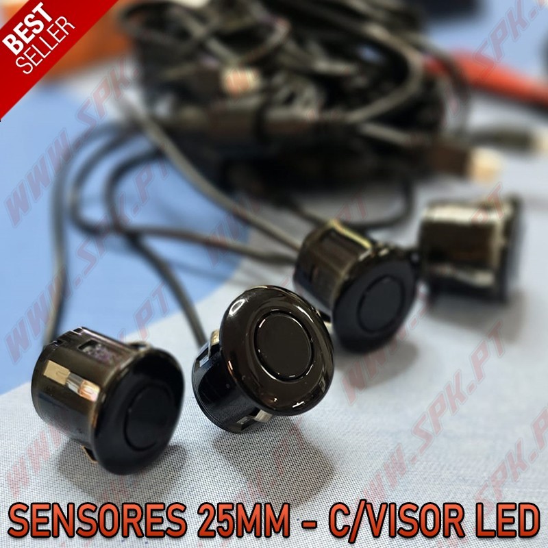 Kit 4 Sensores de Parqueamento Traseiros 25mm - C/Visor LED