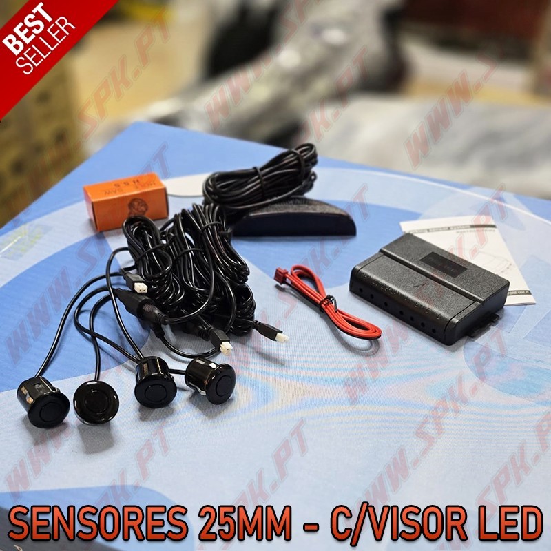 Kit 4 Sensores de Parqueamento Traseiros 25mm - C/Visor LED