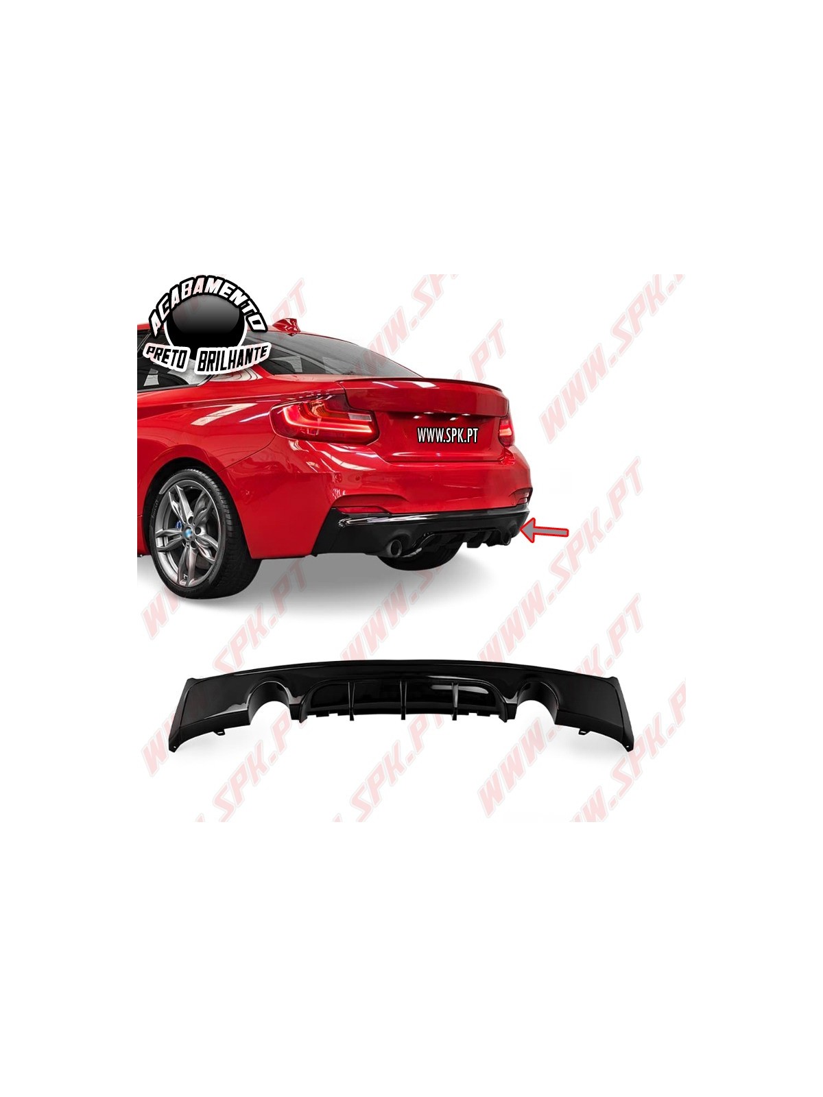Difusor Traseiro Look M-Performance - BMW F22 / F23 (2014-2020)