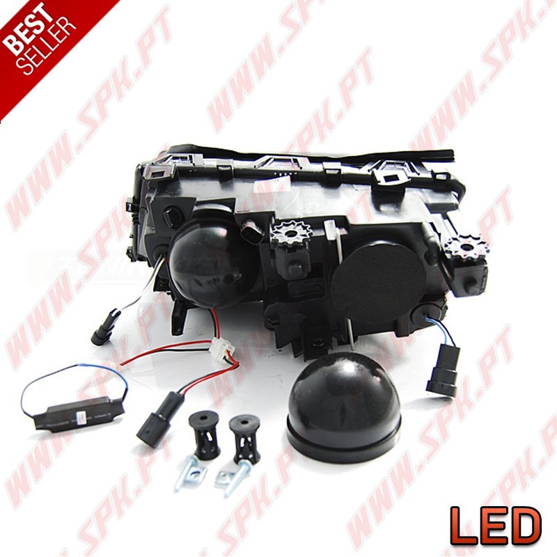 Faróis Angel Eyes LED Black - BMW E46 Sedan / Touring (2001-2005)