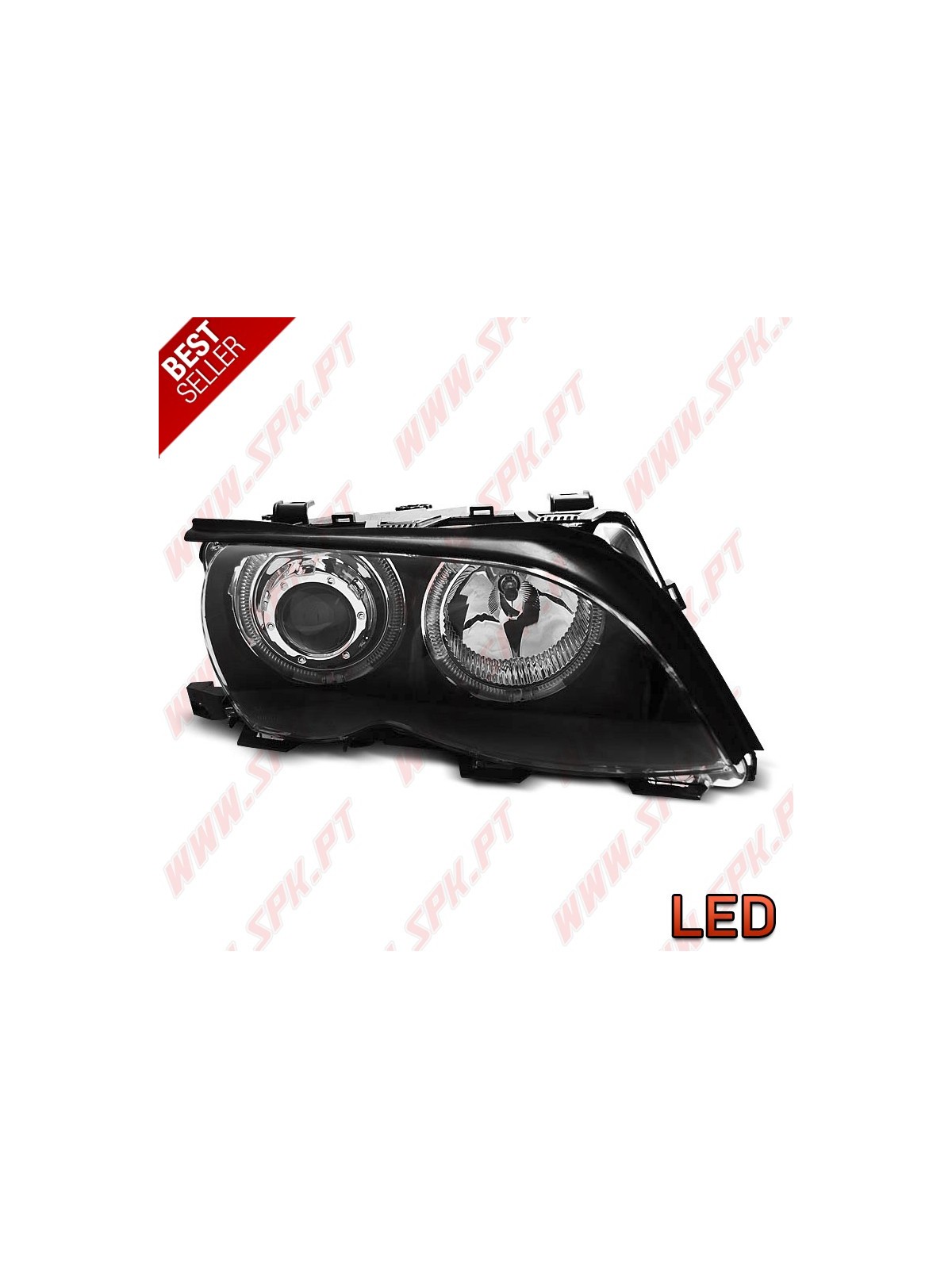 Faróis Angel Eyes LED Black - BMW E46 Sedan / Touring (2001-2005)
