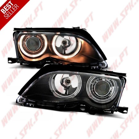 Faróis Angel Eyes Black - BMW E46 Sedan / Touring (2001-2005)