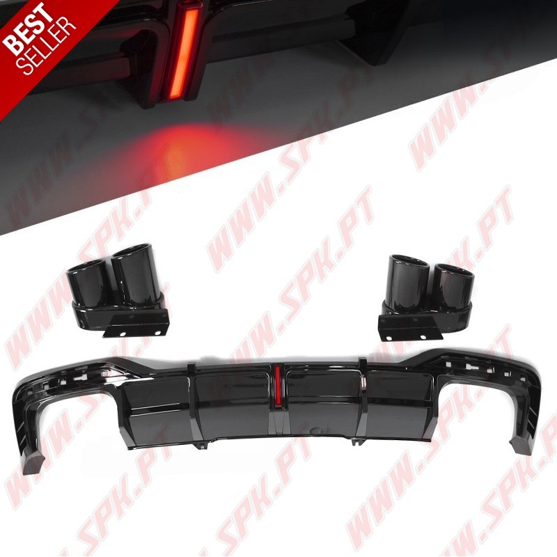 Difusor Traseiro LED + Ponteiras - Audi A5 F5 S-Line (2019-2023)