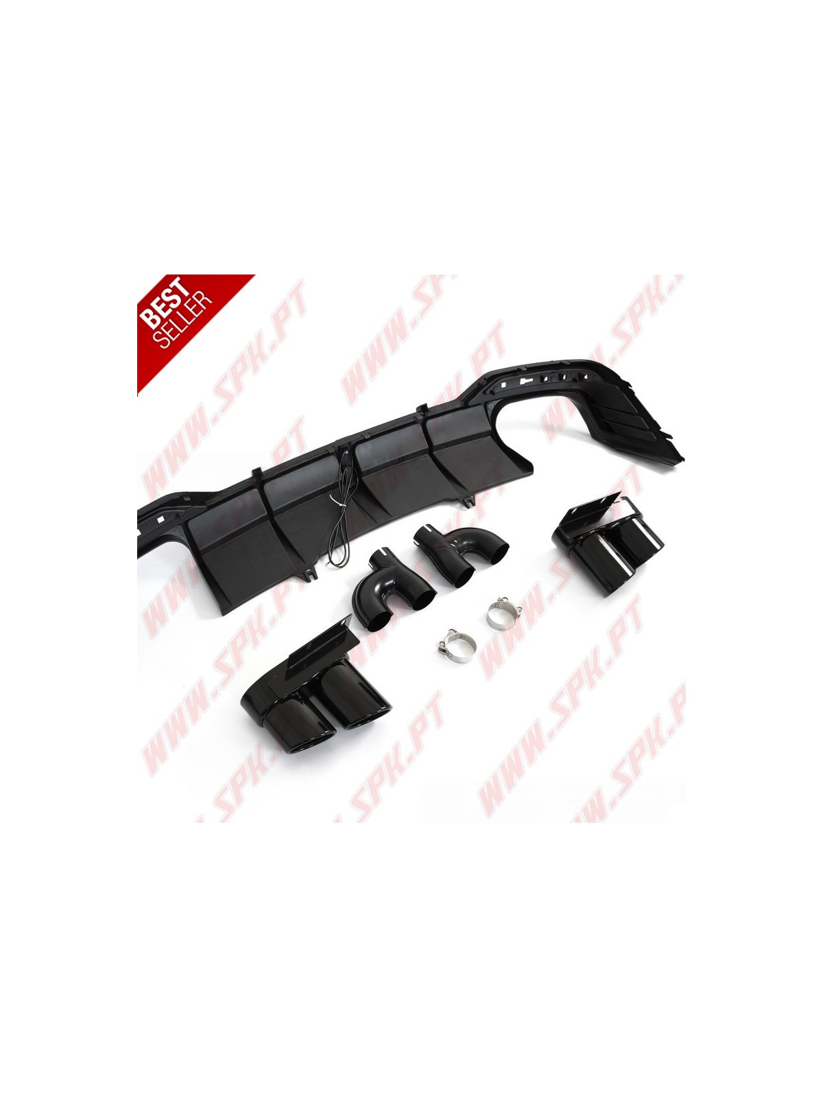 Difusor Traseiro LED + Ponteiras - Audi A5 F5 S-Line (2019-2023)