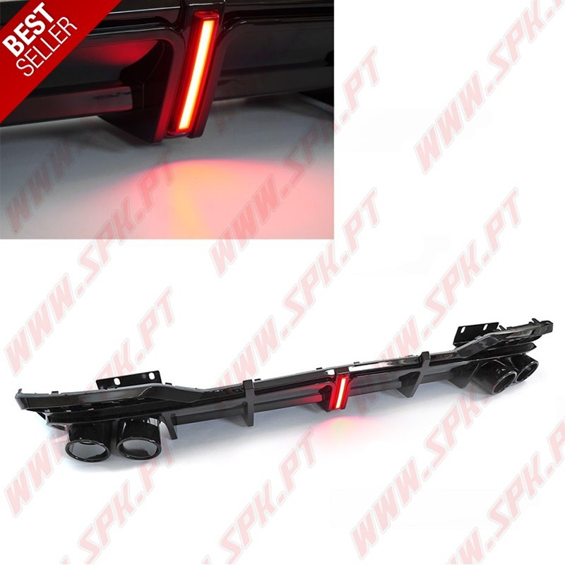 Difusor Traseiro LED + Ponteiras - Audi A5 F5 S-Line (2019-2023)