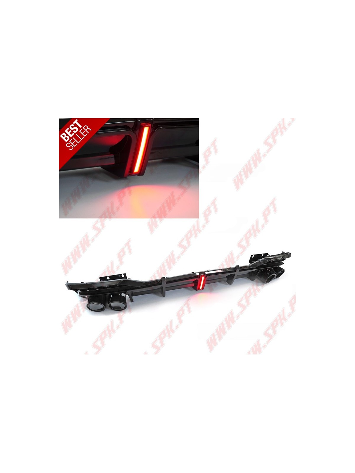 Difusor Traseiro LED + Ponteiras - Audi A5 F5 S-Line (2019-2023)