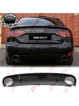 Difusor Traseiro Black Gloss + Ponteiras Look RS4 - Audi A4 B8 Sedan / Avant (2007-2011)