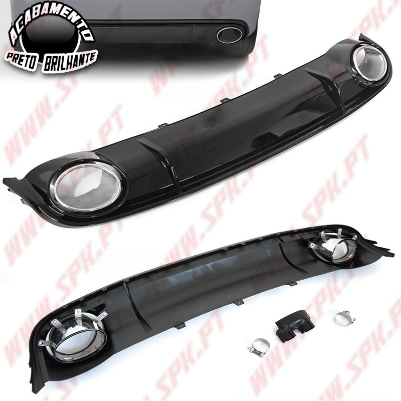 Difusor Traseiro Black Gloss + Ponteiras Look RS4 - Audi A4 B8 Sedan / Avant (2007-2011)