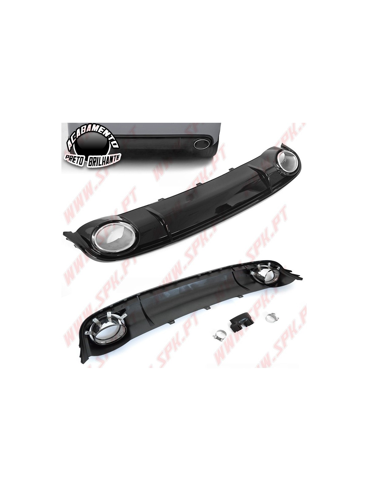 Difusor Traseiro Black Gloss + Ponteiras Look RS4 - Audi A4 B8 Sedan / Avant (2007-2011)