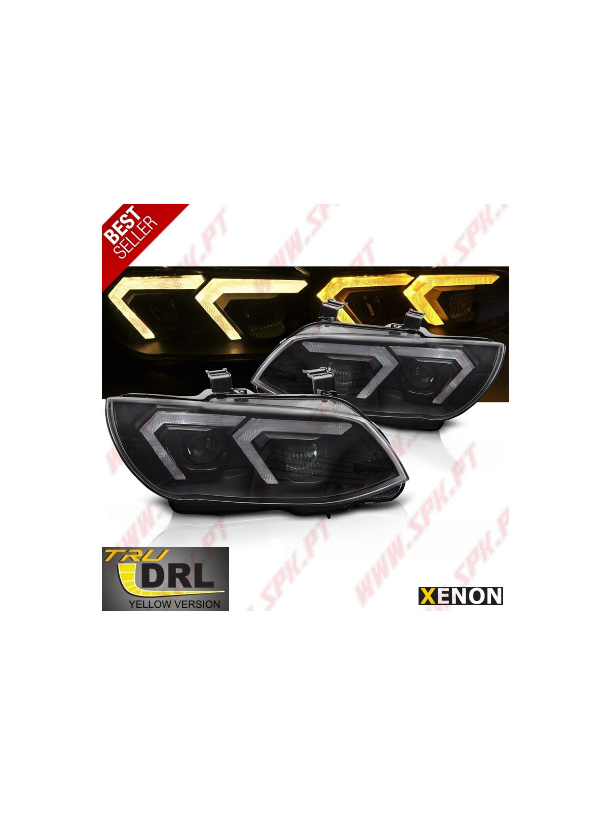 Faróis XENON Angel Eyes Yellow / Black - BMW E92 / E93 LCI (2010-2013)